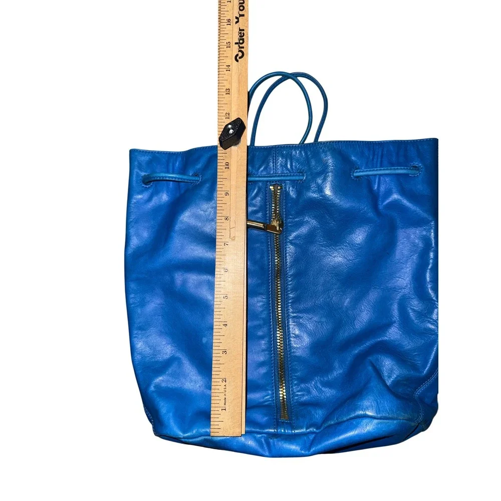Elizabeth and James Cynnie Backpack Bag‎ Women OS Blue Leather Drawstring
